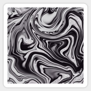 Black and White Groovy 70s Marbling Swirls 2 Sticker